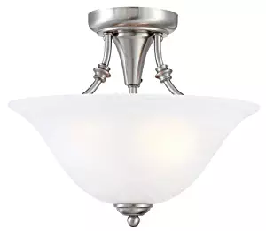 Hardware House 544676 Bristol 13-by-11-Inch 2-Light Semi-Flush Ceiling Fixture with Brushed-Nickel Finish and Alabaster-Glass Shade