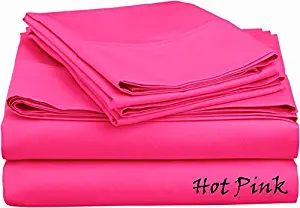 American Linen PureCare Luxurious Ultra-Soft 1000 Thread Count Egyptian Cotton Sheet Set Hot Pink Solid 4 Pieces Full Bed Sheets,30 Inches Deep Pocket