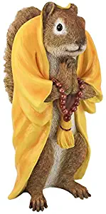 Design Toscano Sensei Monk Zen Garden Squirrel Animal Outdoor Statue, 10.5 Inch, Multi-Color