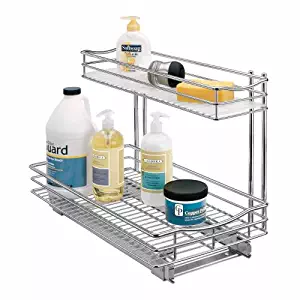 Lynk Professional Sink Cabinet Organizer with Pull Out Out Two Tier Sliding Shelf 11.5w x 21d x 14h -Inch Chrome