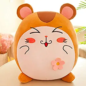 PUNIDAMAN Big Fat Cute Dinosaur Hamster Plush Pillow Soft Cartoon Animal Brown Expression Stuffed Doll Bed Cushion Girlfriend Gift Toys Must-Have Friendship Gifts Girl S Favourite