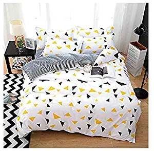 KFZ Bedding 4pcs/Set Include Duvet Cover Without Comforter Flat Sheet Pillowcases XS Twin Full Queen Size Kinds of New Flower Design for Family Bedding Room (Love Family, White, Twin, 59"x78", 3pcs)