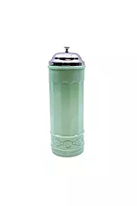 Tablecraft HJ714 Straw Jar with Metal Lid, Green