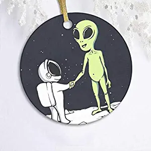 128 buyloii Space Alien and Astronaut Holiday and Home Decor Round Xmas Gifts Christmas Tree Ornaments Ideas 2019