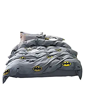 Papa&Mima Batman Fashion Cartoon Style Duvet Cover Set Pillow Cases 500TC Soft Cotton Print Fabric King Fitted Sheet 4pcs 200x230cm Bedding Sets