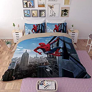 EVDAY 3D Spider Man Duvet Cover Set for Boys Ultra Soft Marvel Heroes Kids Bedding Including 1Duvet Cover,2Pillowcases King Queen Full Twin Size