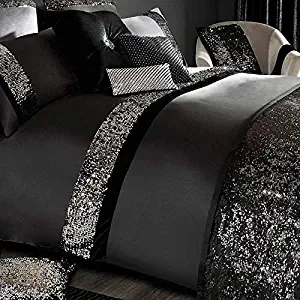 5 pc Sequin Black 1500 TC Egyptian Cotton Duvet Cover/Quilt Cover Set Quilt Cover Xmas Gift Bedding Wedding Gift (King)