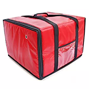 FoodService Essentials IPDB-618R Insulated Pizza Food Delivery Bag, 18-Inch x 18-Inch x 13-Inch, Zipper, Red