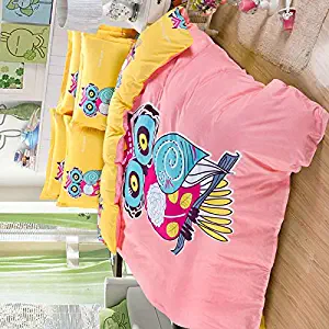 Sandyshow 3PC Owl Bedding For Boys And Girls Full/Queen Microfiber Duvet Cover Set (No Comforter Inside)