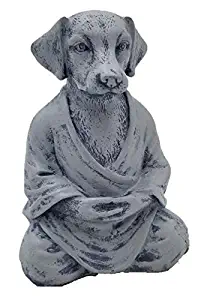 RK Collections Dog Statue Zen Yoga Relaxed Pose Buddha Meditation Figurine in Natural Stone Finish