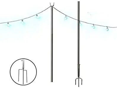 FLY HAWK Outdoor Light Tripod, 10-Foot Rust-Proof Bracket for Patio Garden Patio Residential Cafe Wedding Decoration LED or Hanging lamp Solar Light Bulb (Stainless Steel)