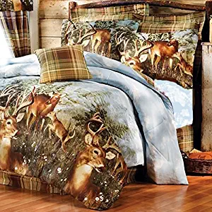 8pc Whitetail Deer Trophy Buck Comforter, Sheets, Pillow Shams & Bedskirt Set (Bed in a Bag) (8pc Full Size)