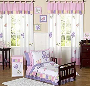 Pink and Purple Butterfly Collection Toddler Bedding 5 pc Set by Sweet JoJo Designs