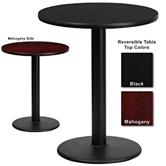 Flash Furniture 24 Inch Round Dining Table W/ Black Or Mahogany Reversible Laminate Top