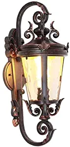 Mpotow American Retro Exterior Wall Light European Outward Waterproof Sconce Lamp All-aluminum Aisle Balcony Creative Wall Lights Outside Decoration Aluminum Metal Wall Lantern for Water-patterned Gla