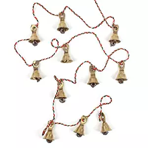 Rastogi Handicrafts Brass Decorative String of 11 Metal Vintage Indian Style Fair Trade Wall Hanging Bells (1)