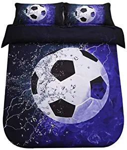 SDIII 3PC Football Bedding Microfiber Full/Queen Sport Duvet Cover Set for Boys, Girls and Teens