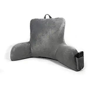 Mainstay Micro Plush Double Sided Arms Support Backrest Soft Pillow (Gray)