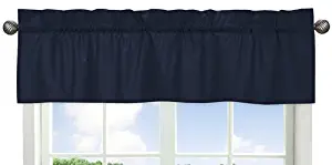 Sweet Jojo Designs Solid Navy Blue Window Treatment Valance for Space Galaxy Bedding Collection