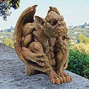 Design Toscano JE11209101 Balthazar's Watch Gargoyle Gothic Decor Statue, 10 Inch, Aged Stone