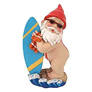 Garden Gnome Statue - Shredder Surfer Dude Gnome - Outdoor Garden Gnomes - Funny Lawn Gnome Statues