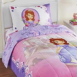 4pc Sofia the First Twin Bedding Set Disney Princess in Training Comforter and Sheet Set