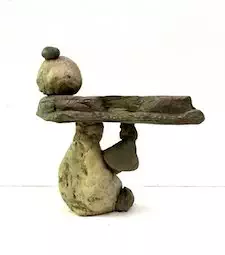 Balancing Rock Birdbath Sculpture Home & Garden Decor Water Feature