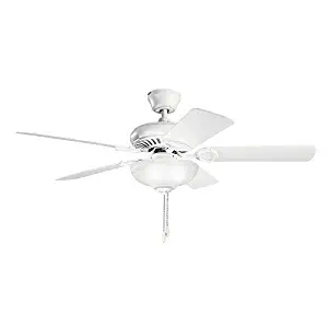 Kichler 339211MWH, Sutter Place Matte White 52 Ceiling Fan with Light by Kichler