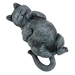 Design Toscano Playful Cat on Back Statue, Gray Stone