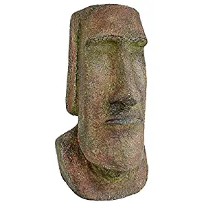 Design Toscano Easter Island Ahu Akivi Moai Monolith Garden Statue, Medium, 16 Inch, Polyresin, Grey Stone