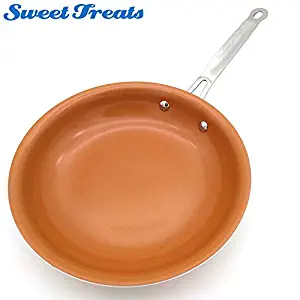 Sweettreats Non-stick Copper Frying Pan with Ceramic Coating and Induction cooking/Oven & Dishwasher safe 10 & 8 Inches (8 inch)