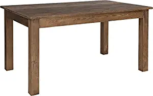 Emma + Oliver 60" x 38" Rectangular Antique Rustic Solid Pine Farm Dining Table