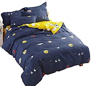 KFZ Bed Set Children Bedding Duvet Cover Spongebob Forest Dandelion Strawberry Design Flat Sheet Pillowcases No Comforter HDD Twin Size Sheets Set 3pcs/Set Kids(Sponge Bob, Blue, Twin, 58"x79", 3pcs)