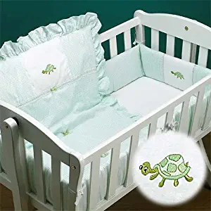 Baby Doll Bedding Gingham Mini Crib/Port-a-Crib Bedding Set, Turtle