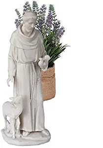Design Toscano Francis of Assisi, Patron Saint of Animals Marble Resin Statue, 11.5 Inches, White