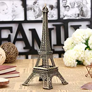 Waterwood Bronze Tone Paris Eiffel Tower Figurine Statue Vintage Model Decor Alloy 13cm