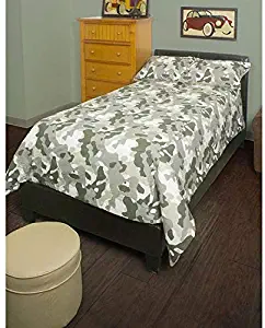 MISC 3 Piece Grey White Camouflage Comforter Full Sized Set Camoflage Bedding Camo Military Disguise Theme Pattern, Cotton