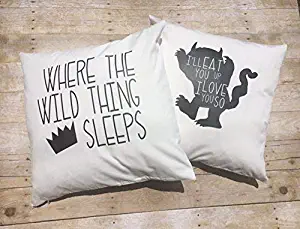 alerie Sassoon Nursery Bedding Set, Custom 16x16 Wild Thing 16" x 16" Pillowcase Covers, Baby boy Bedding, Where The Wild Things are, Crown 16" x 16" Pillowcase Cover, boy Room Decor