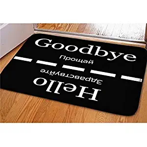 Dellukee Welcome Large Doormats Hello Goodbye Pattern Indoor Outdoor Funny Non Slip Durable Washable Home Decorative Door Mats Bath Rugs for Entrance Bedroom Bathroom Kitchen, 23 x 16 Inches