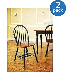 BETTER HOMES GARDENS WINDSOR KITCHEN CHAIRS SET OF 2 AUTUMN LANE BLACK & OAK