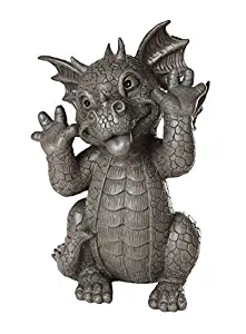 Pacific Giftware Garden Dragon Taunting Dragon Garden Display Decorative Accent Sculpture Stone Finish 10 Inch Tall