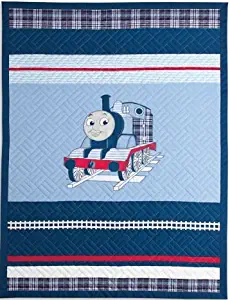 Thomas the Tank Engine Full Size Embroidered Quilt and Shams Set- Upscale Version - 100% Cotton