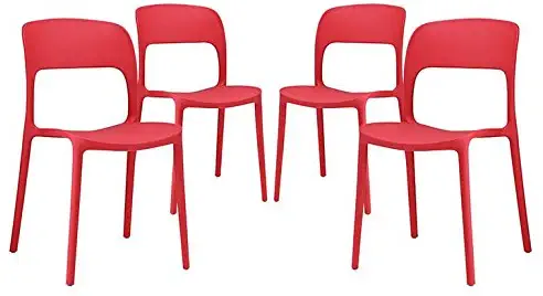 Modway Hop Dining Set (Set of 4), Red