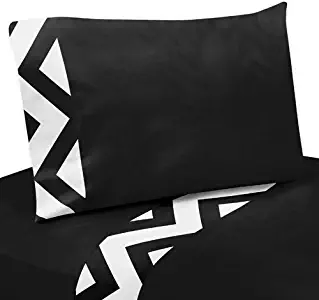 Sweet Jojo Designs 3-Piece Twin Zig Zag Sheet Set for Black and White Chevron Bedding Collection