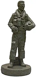 Solid Rock Stoneworks Decorative Stone Airforce Pilot Statue 24in Tall Cypress Color