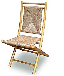 Heather Ann Creations Bamboo Folding Chairs with Triangle Weave, Pack of 2, Natural