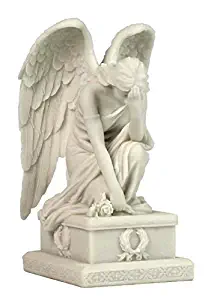 Weeping Angel Kneeling w/ Hand on Forehead Statue Sculpture Figurine