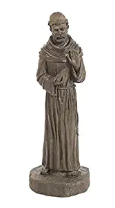 Solid Rock Stoneworks St Francis on Rock Base Stone Statue 25in Tall Sculpture Slate Color