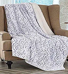 Regal Comfort Lavender Rose Floral Fuzzy Sherpa Couch Throw Blanket