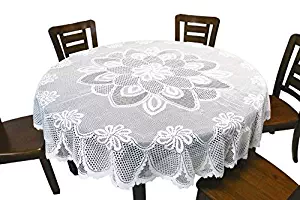 GEFEII White Lace Tablecloth Crochet Table Linen Round Tablecloths for Kitchen Dinner Wedding Party Banquet Decoration 70 Inch